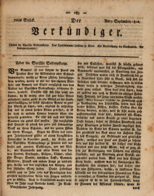 Der Verkündiger oder Zeitschrift für die Fortschritte und neuesten Beobachtungen, Entdeckungen und Erfindungen in den Künsten und Wissenschaften und für gegenseitige Unterhaltung Freitag 7. September 1810