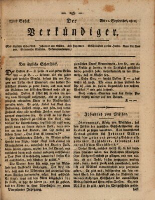 Der Verkündiger oder Zeitschrift für die Fortschritte und neuesten Beobachtungen, Entdeckungen und Erfindungen in den Künsten und Wissenschaften und für gegenseitige Unterhaltung Dienstag 11. September 1810