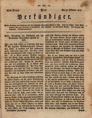 Der Verkündiger oder Zeitschrift für die Fortschritte und neuesten Beobachtungen, Entdeckungen und Erfindungen in den Künsten und Wissenschaften und für gegenseitige Unterhaltung Dienstag 23. Oktober 1810