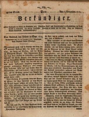 Der Verkündiger oder Zeitschrift für die Fortschritte und neuesten Beobachtungen, Entdeckungen und Erfindungen in den Künsten und Wissenschaften und für gegenseitige Unterhaltung Dienstag 13. November 1810