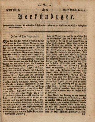 Der Verkündiger oder Zeitschrift für die Fortschritte und neuesten Beobachtungen, Entdeckungen und Erfindungen in den Künsten und Wissenschaften und für gegenseitige Unterhaltung Dienstag 27. November 1810