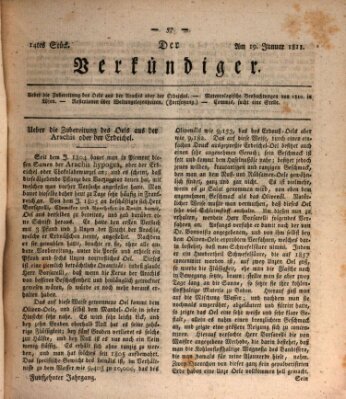 Der Verkündiger oder Zeitschrift für die Fortschritte und neuesten Beobachtungen, Entdeckungen und Erfindungen in den Künsten und Wissenschaften und für gegenseitige Unterhaltung Samstag 19. Januar 1811