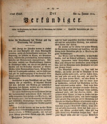 Der Verkündiger oder Zeitschrift für die Fortschritte und neuesten Beobachtungen, Entdeckungen und Erfindungen in den Künsten und Wissenschaften und für gegenseitige Unterhaltung Donnerstag 24. Januar 1811