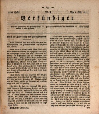 Der Verkündiger oder Zeitschrift für die Fortschritte und neuesten Beobachtungen, Entdeckungen und Erfindungen in den Künsten und Wissenschaften und für gegenseitige Unterhaltung Samstag 2. März 1811