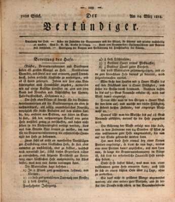 Der Verkündiger oder Zeitschrift für die Fortschritte und neuesten Beobachtungen, Entdeckungen und Erfindungen in den Künsten und Wissenschaften und für gegenseitige Unterhaltung Donnerstag 14. März 1811