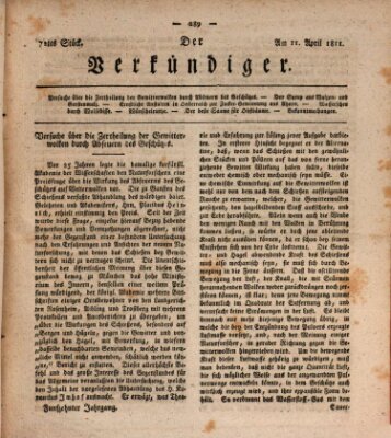 Der Verkündiger oder Zeitschrift für die Fortschritte und neuesten Beobachtungen, Entdeckungen und Erfindungen in den Künsten und Wissenschaften und für gegenseitige Unterhaltung Donnerstag 11. April 1811