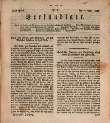 Der Verkündiger oder Zeitschrift für die Fortschritte und neuesten Beobachtungen, Entdeckungen und Erfindungen in den Künsten und Wissenschaften und für gegenseitige Unterhaltung Samstag 20. April 1811