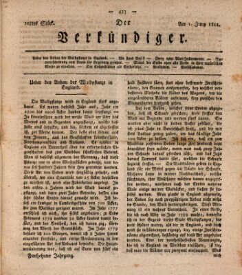 Der Verkündiger oder Zeitschrift für die Fortschritte und neuesten Beobachtungen, Entdeckungen und Erfindungen in den Künsten und Wissenschaften und für gegenseitige Unterhaltung Samstag 1. Juni 1811