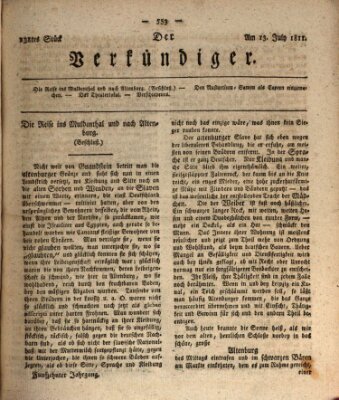 Der Verkündiger oder Zeitschrift für die Fortschritte und neuesten Beobachtungen, Entdeckungen und Erfindungen in den Künsten und Wissenschaften und für gegenseitige Unterhaltung Samstag 13. Juli 1811