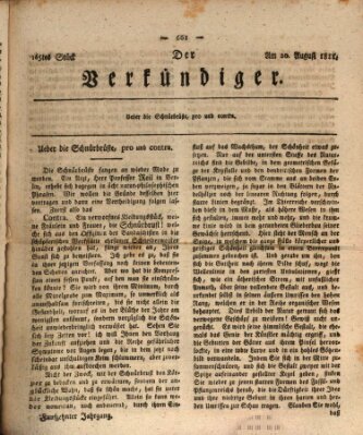 Der Verkündiger oder Zeitschrift für die Fortschritte und neuesten Beobachtungen, Entdeckungen und Erfindungen in den Künsten und Wissenschaften und für gegenseitige Unterhaltung Dienstag 20. August 1811