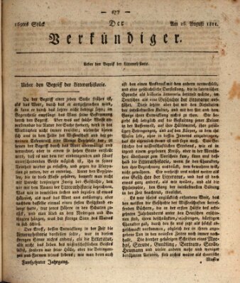 Der Verkündiger oder Zeitschrift für die Fortschritte und neuesten Beobachtungen, Entdeckungen und Erfindungen in den Künsten und Wissenschaften und für gegenseitige Unterhaltung Montag 26. August 1811