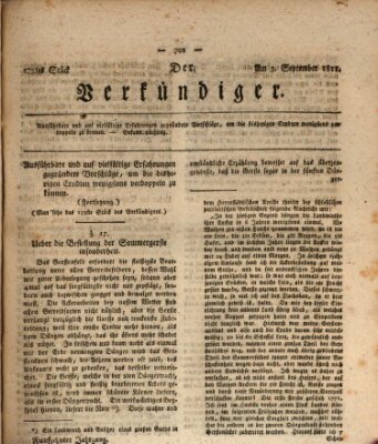 Der Verkündiger oder Zeitschrift für die Fortschritte und neuesten Beobachtungen, Entdeckungen und Erfindungen in den Künsten und Wissenschaften und für gegenseitige Unterhaltung Dienstag 3. September 1811