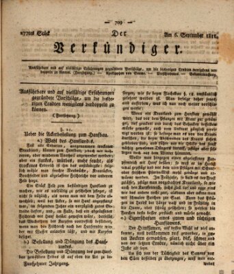 Der Verkündiger oder Zeitschrift für die Fortschritte und neuesten Beobachtungen, Entdeckungen und Erfindungen in den Künsten und Wissenschaften und für gegenseitige Unterhaltung Freitag 6. September 1811