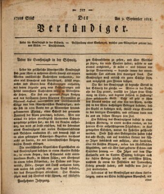 Der Verkündiger oder Zeitschrift für die Fortschritte und neuesten Beobachtungen, Entdeckungen und Erfindungen in den Künsten und Wissenschaften und für gegenseitige Unterhaltung Montag 9. September 1811