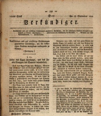 Der Verkündiger oder Zeitschrift für die Fortschritte und neuesten Beobachtungen, Entdeckungen und Erfindungen in den Künsten und Wissenschaften und für gegenseitige Unterhaltung Freitag 13. September 1811