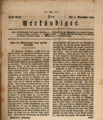 Der Verkündiger oder Zeitschrift für die Fortschritte und neuesten Beobachtungen, Entdeckungen und Erfindungen in den Künsten und Wissenschaften und für gegenseitige Unterhaltung Samstag 21. September 1811