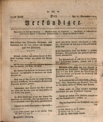 Der Verkündiger oder Zeitschrift für die Fortschritte und neuesten Beobachtungen, Entdeckungen und Erfindungen in den Künsten und Wissenschaften und für gegenseitige Unterhaltung Mittwoch 25. September 1811