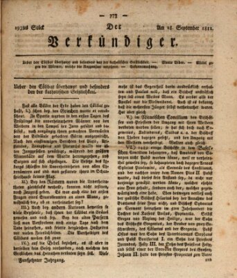 Der Verkündiger oder Zeitschrift für die Fortschritte und neuesten Beobachtungen, Entdeckungen und Erfindungen in den Künsten und Wissenschaften und für gegenseitige Unterhaltung Samstag 28. September 1811