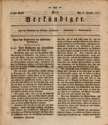 Der Verkündiger oder Zeitschrift für die Fortschritte und neuesten Beobachtungen, Entdeckungen und Erfindungen in den Künsten und Wissenschaften und für gegenseitige Unterhaltung Samstag 26. Oktober 1811