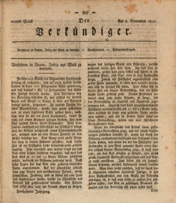 Der Verkündiger oder Zeitschrift für die Fortschritte und neuesten Beobachtungen, Entdeckungen und Erfindungen in den Künsten und Wissenschaften und für gegenseitige Unterhaltung Samstag 9. November 1811