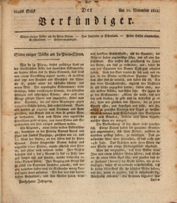 Der Verkündiger oder Zeitschrift für die Fortschritte und neuesten Beobachtungen, Entdeckungen und Erfindungen in den Künsten und Wissenschaften und für gegenseitige Unterhaltung Sonntag 10. November 1811