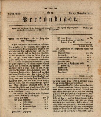 Der Verkündiger oder Zeitschrift für die Fortschritte und neuesten Beobachtungen, Entdeckungen und Erfindungen in den Künsten und Wissenschaften und für gegenseitige Unterhaltung Freitag 15. November 1811