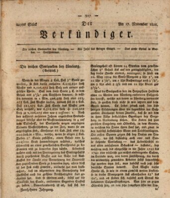 Der Verkündiger oder Zeitschrift für die Fortschritte und neuesten Beobachtungen, Entdeckungen und Erfindungen in den Künsten und Wissenschaften und für gegenseitige Unterhaltung Sonntag 17. November 1811