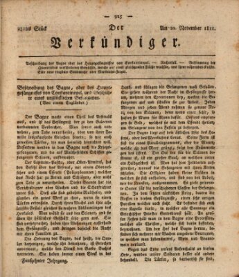 Der Verkündiger oder Zeitschrift für die Fortschritte und neuesten Beobachtungen, Entdeckungen und Erfindungen in den Künsten und Wissenschaften und für gegenseitige Unterhaltung Mittwoch 20. November 1811