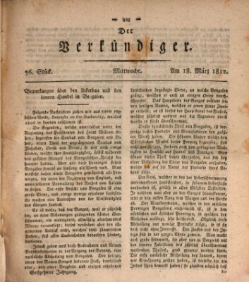 Der Verkündiger oder Zeitschrift für die Fortschritte und neuesten Beobachtungen, Entdeckungen und Erfindungen in den Künsten und Wissenschaften und für gegenseitige Unterhaltung Mittwoch 18. März 1812