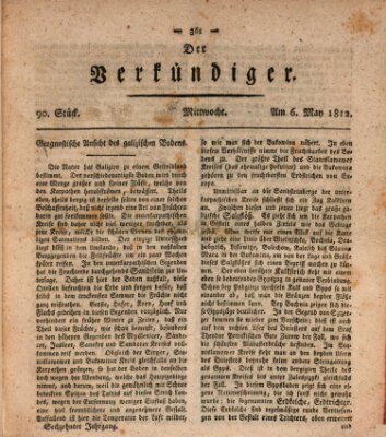 Der Verkündiger oder Zeitschrift für die Fortschritte und neuesten Beobachtungen, Entdeckungen und Erfindungen in den Künsten und Wissenschaften und für gegenseitige Unterhaltung Mittwoch 6. Mai 1812