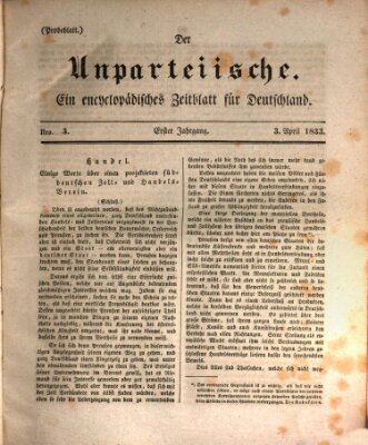 Der Unparteiische Mittwoch 3. April 1833