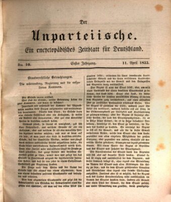 Der Unparteiische Donnerstag 11. April 1833