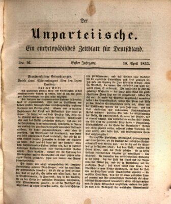 Der Unparteiische Donnerstag 18. April 1833