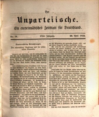 Der Unparteiische Samstag 20. April 1833