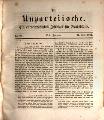 Der Unparteiische Dienstag 23. April 1833