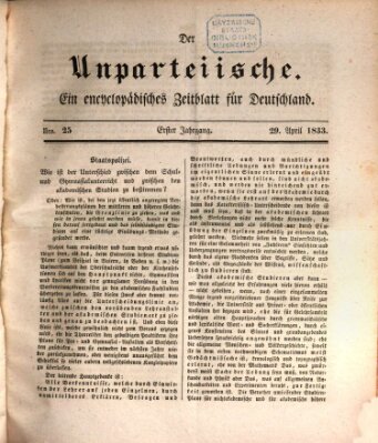 Der Unparteiische Montag 29. April 1833