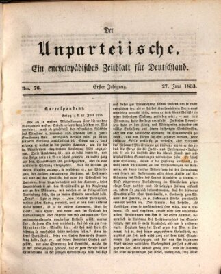 Der Unparteiische Donnerstag 27. Juni 1833