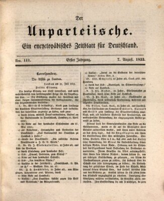 Der Unparteiische Mittwoch 7. August 1833