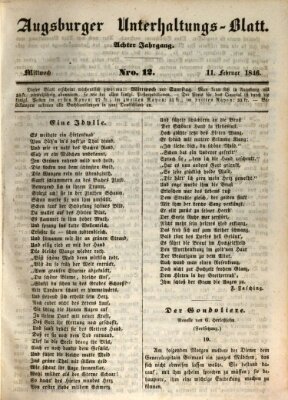 Augsburger Unterhaltungs-Blatt Mittwoch 11. Februar 1846