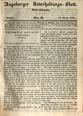 Augsburger Unterhaltungs-Blatt Samstag 21. Februar 1846