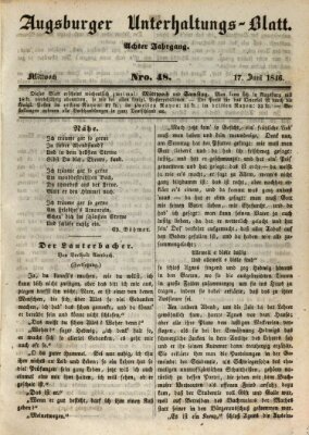 Augsburger Unterhaltungs-Blatt Mittwoch 17. Juni 1846