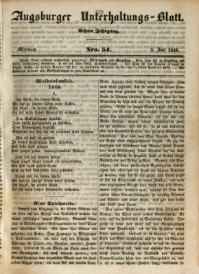 Augsburger Unterhaltungs-Blatt Mittwoch 8. Juli 1846