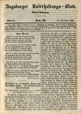 Augsburger Unterhaltungs-Blatt Mittwoch 18. November 1846