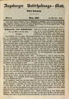 Augsburger Unterhaltungs-Blatt Mittwoch 23. Dezember 1846