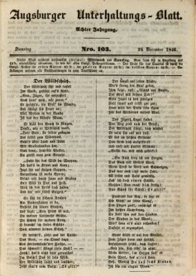 Augsburger Unterhaltungs-Blatt Samstag 26. Dezember 1846