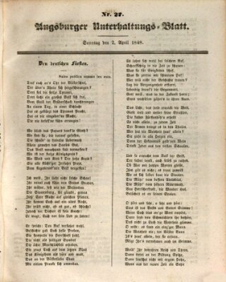 Augsburger Unterhaltungs-Blatt Sonntag 2. April 1848