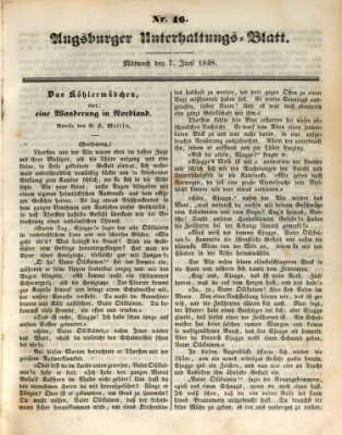 Augsburger Unterhaltungs-Blatt Mittwoch 7. Juni 1848