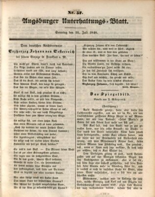 Augsburger Unterhaltungs-Blatt Sonntag 16. Juli 1848