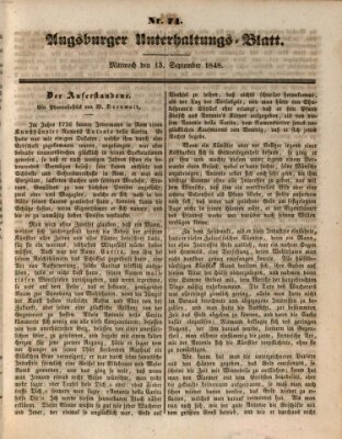 Augsburger Unterhaltungs-Blatt Mittwoch 13. September 1848