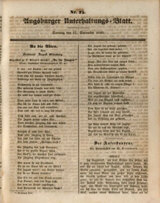 Augsburger Unterhaltungs-Blatt Sonntag 17. September 1848